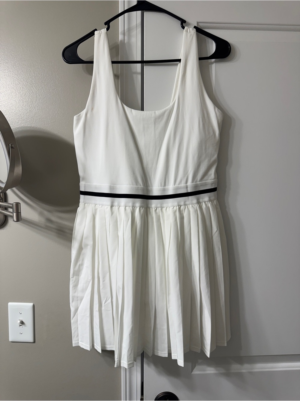 All In Motion Tennis Skater Dress Black and White Accordion Skirt Built in Short